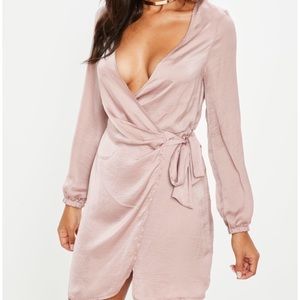 Asymmetrical Mauve Satin Dress